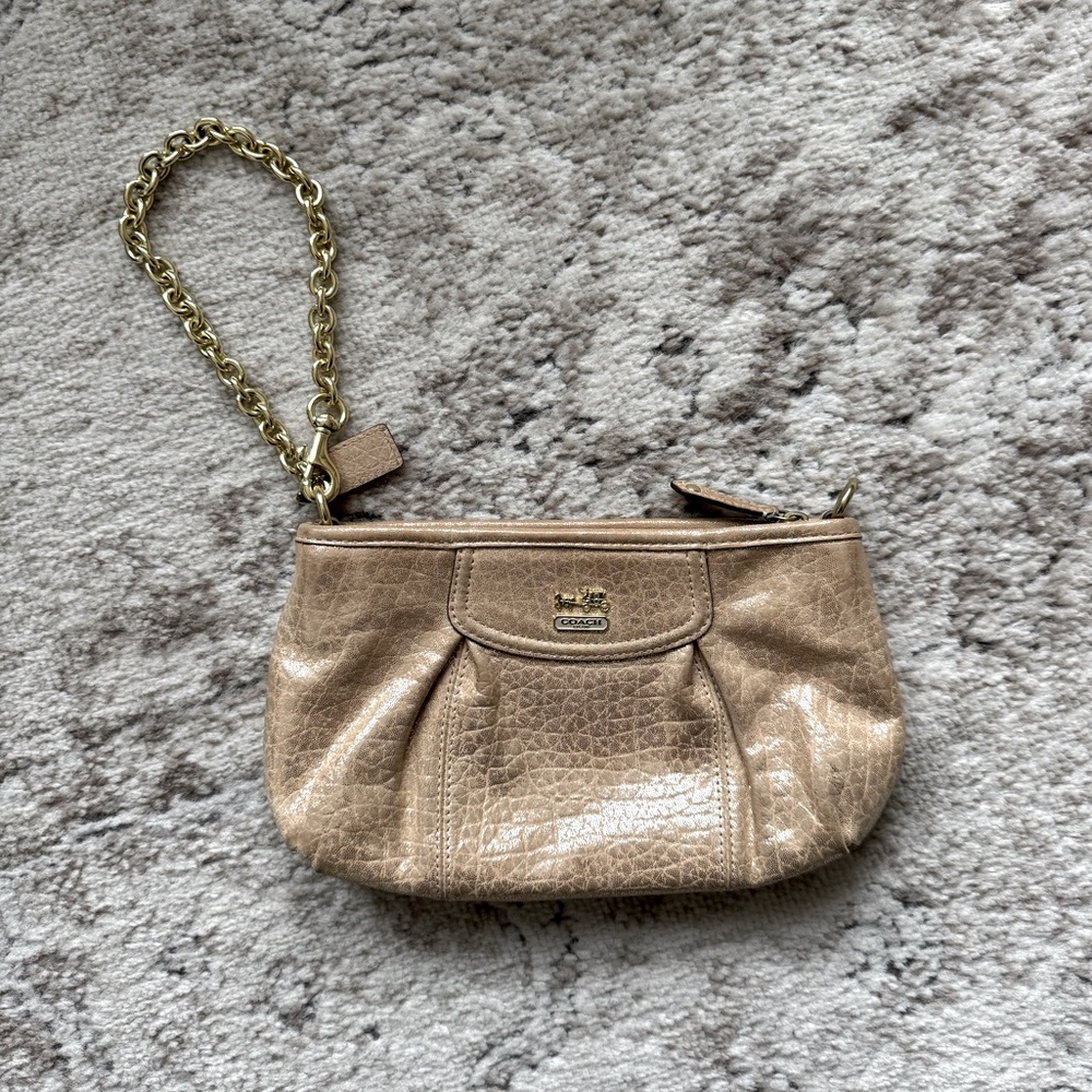 Coach Leather Clutch Wristlet, Champagne Gold